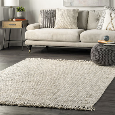Tapis de couloir blanc cassé en jute Karmine pour la salle à manger, le salon, l'entrée, le couloir et la cuisine