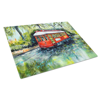 Little Red Street Car Glass Cutting Board