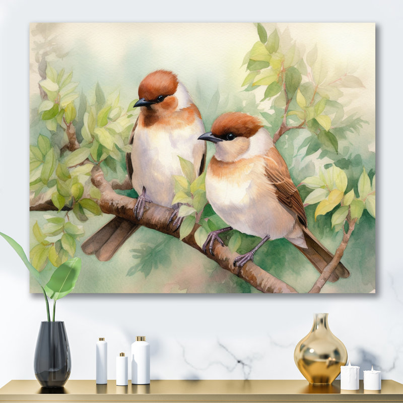 Oiseau sur toile, impression de jardin printanier, oiseaux du printemps IV, H 16 po x l 32 po x P 1 po, Toile tendue