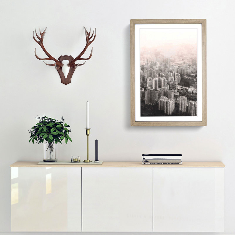 Hong Kong Skyline - Framed Print, Oak Framed, 87cm H x 62cm W x 2cm D
