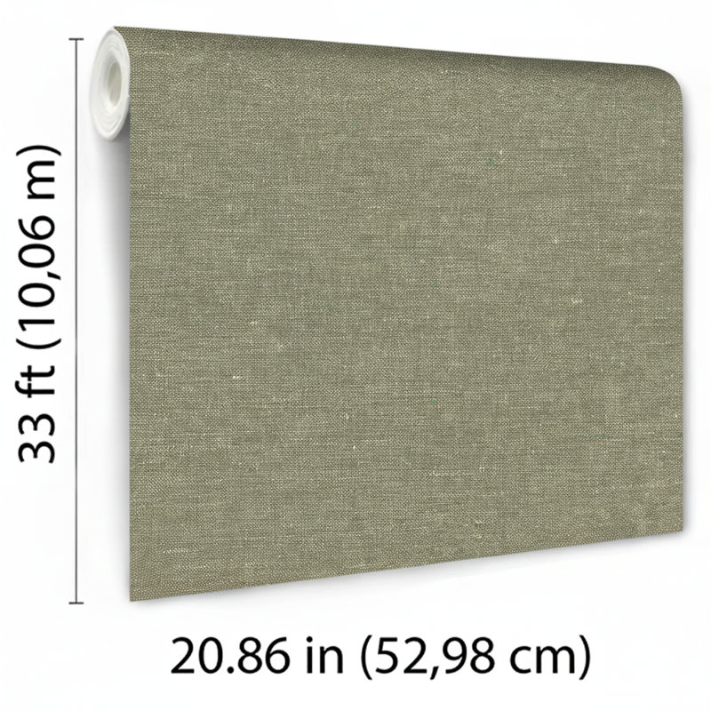Papier peint texturé imitation chanvre, Vert olive