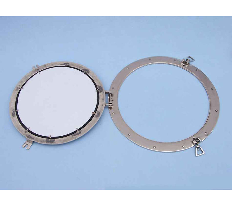Metal Round Wall Mirror, 24" H x 24" W, Chrome