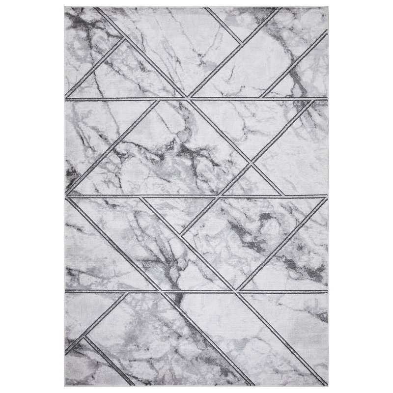 Perryopolis gris géométrique sans argent vieilli, Rectangle 6 pi 7 po x 9 pi 3 po