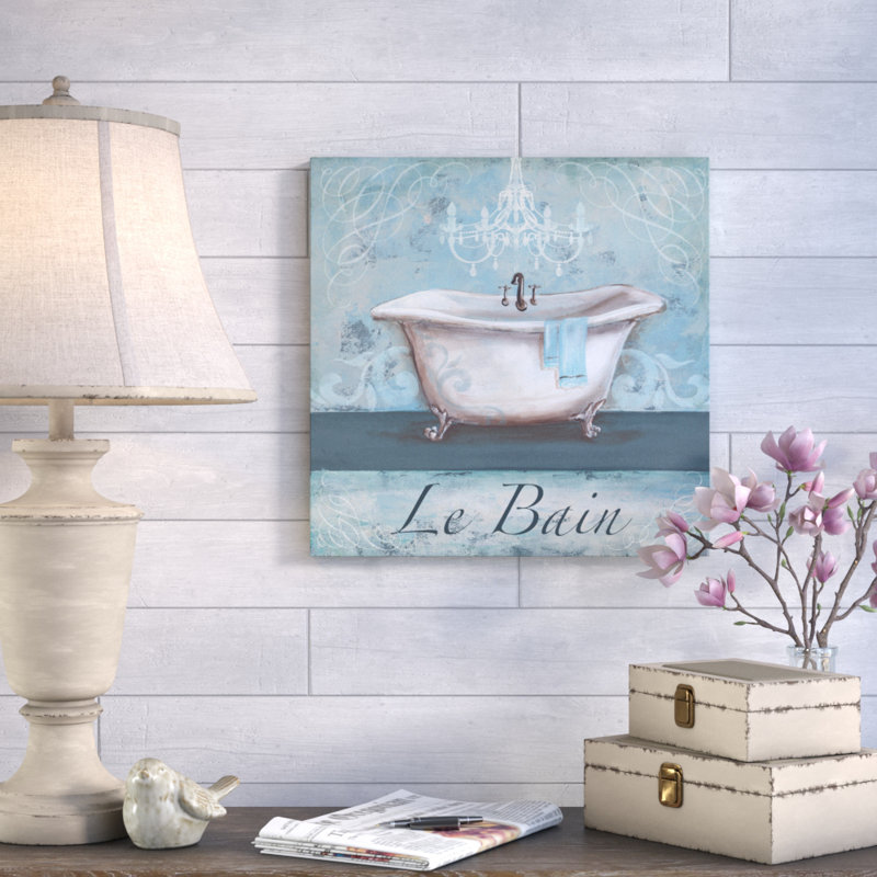 «Aqua Bath: Le Bein» par Tre Sorelle Studios, reproduction d'art graphique sur toile, H 12 po x l 12 po