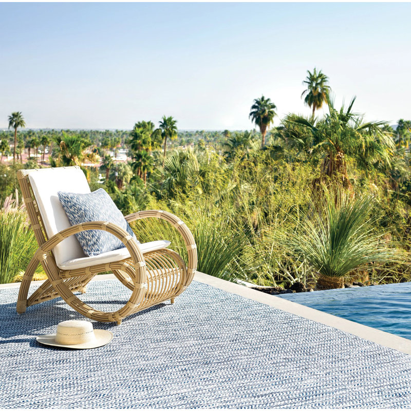 Coastal Blue Handwoven Indoor/Outdoor Rug, Rectangle 5' x 8'