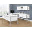 Bureau d'ordinateur moderne en stratifié blanc de 48 pouces avec pieds en métal argenté, idéal pour la maison et le bureau, durable et élégant-766524454