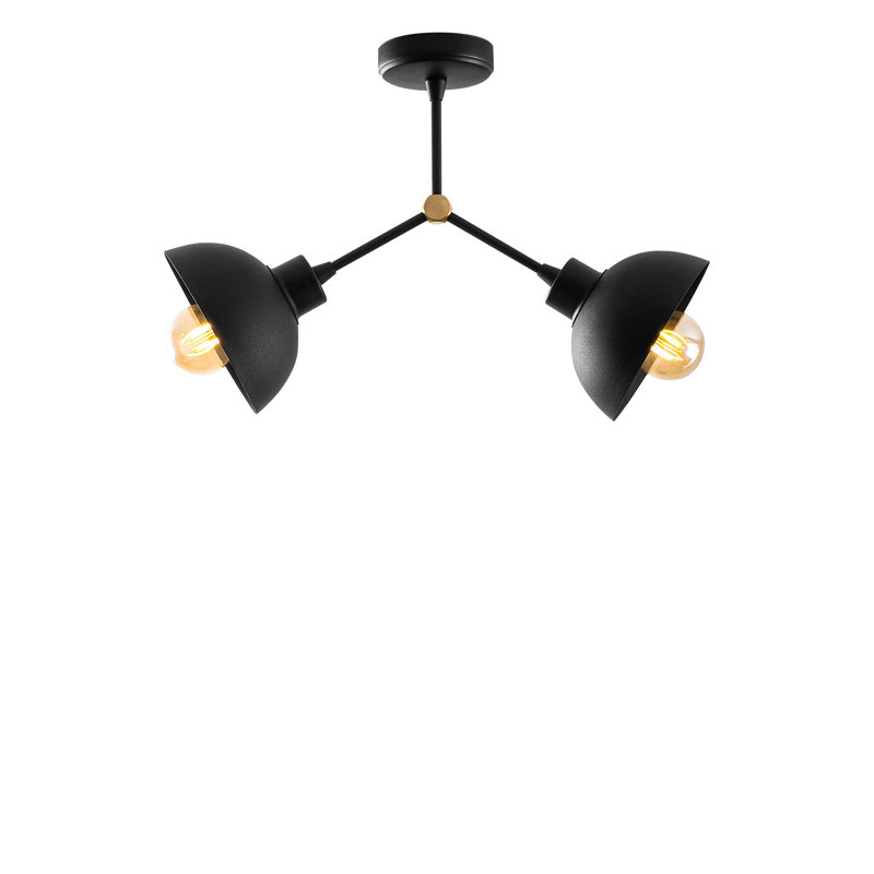 Lustre industriel moderne, structure en fer noir, 18 x 6 po | Hauteur: 12,6 po | Diamètre du capuchon: 6 po | Plaque de base: 4 po | 2 x E27 de 40 W maximum | Design scandinave élégant pour le salon, la salle à manger et le vestibule