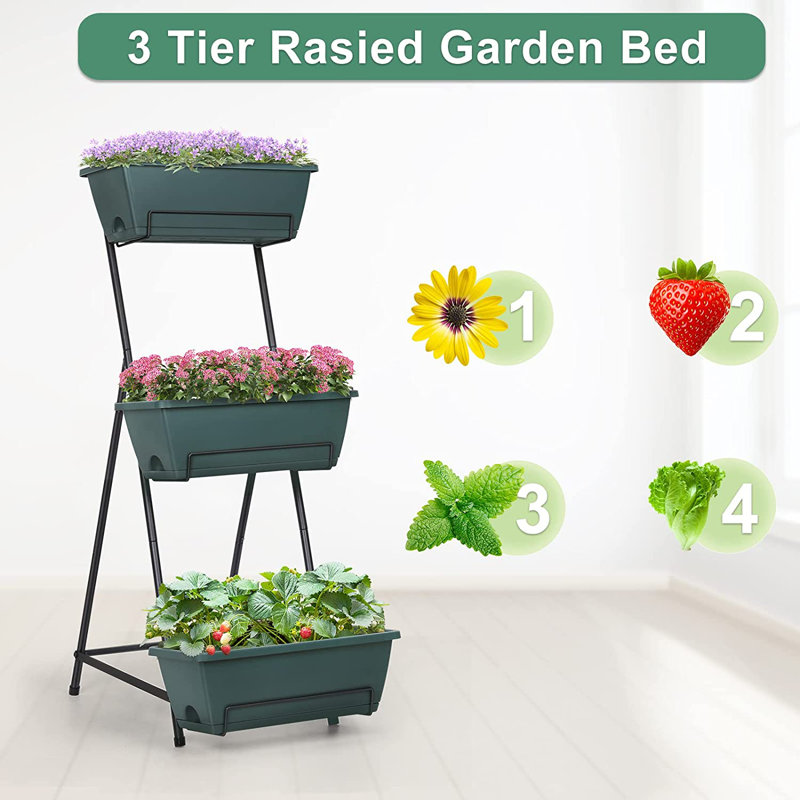 Jardin vertical en plastique Nathanim, H 39 po x l 17 po x P 16,1 po, Vert