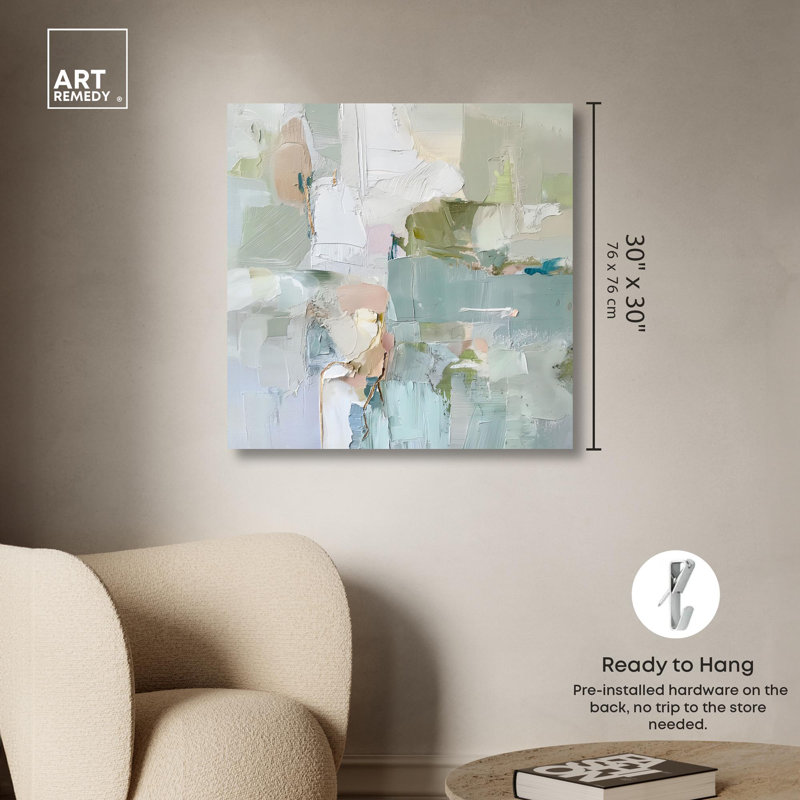 Jade Sweep I Canvas Minimal Abstracts by Art Remedy, Wrapped Canvas, 30" H x 30" W