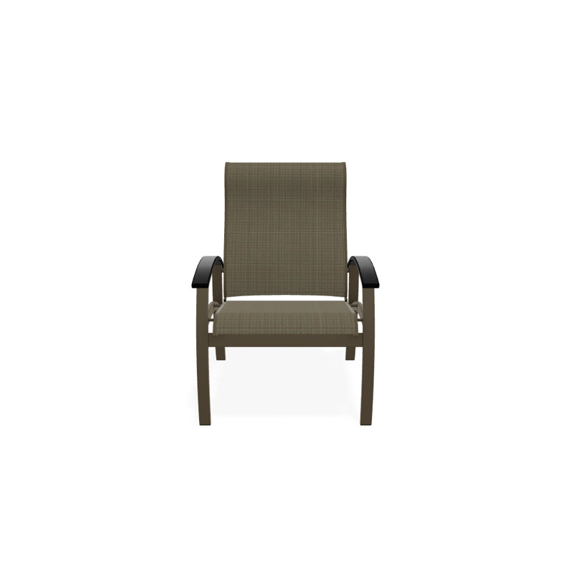Chaise de patio Askar, Bois de plage texturé, Noir, Tweed Sunbrella® brun