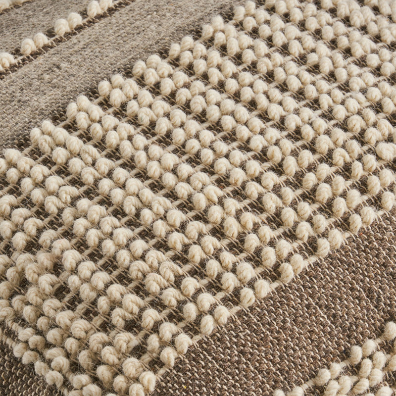Rustic Wool And Cotton Large Pouf, Brown