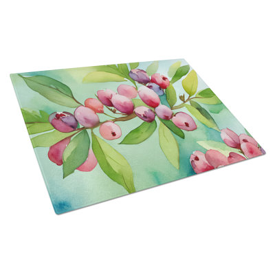 Connecticut Mountain Laurels in Watercolor Glass Cutting Board Large