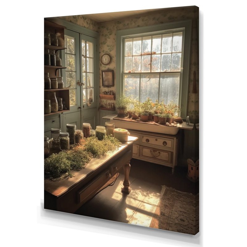 «Old Farmhouse Kitchen II», art mural sur toile, H 20 po x l 12 po x P 1 po
