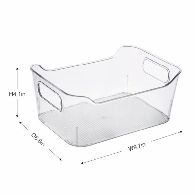 Ezystorage  Medium Rectangle Clear Fridge, Kitchen & Pantry Stackable Storage Bin With Handle