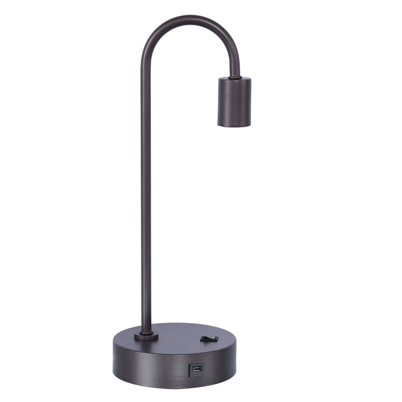 Ensemble de lampes de table de bureau 17 po avec USB Gamelin, Gris ardoise