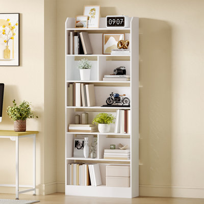 Bookshelf, bookcase, with 6 compartments, storage shelf, freestanding shelf, for living room, office, bedroom