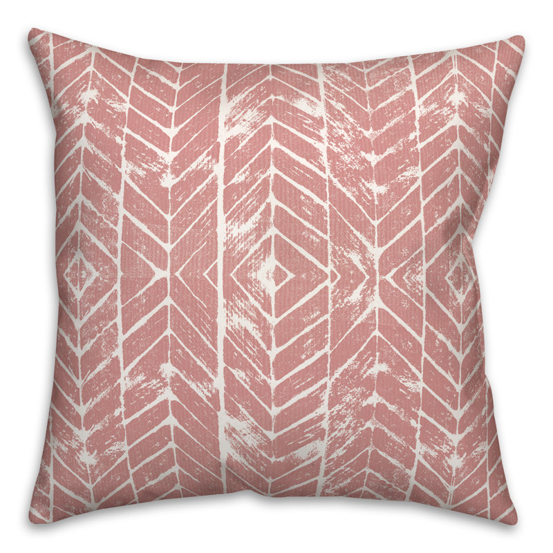 Housse de coussin d'extérieur carré texturé à chevrons 11, 20 po x 20 po, Rose