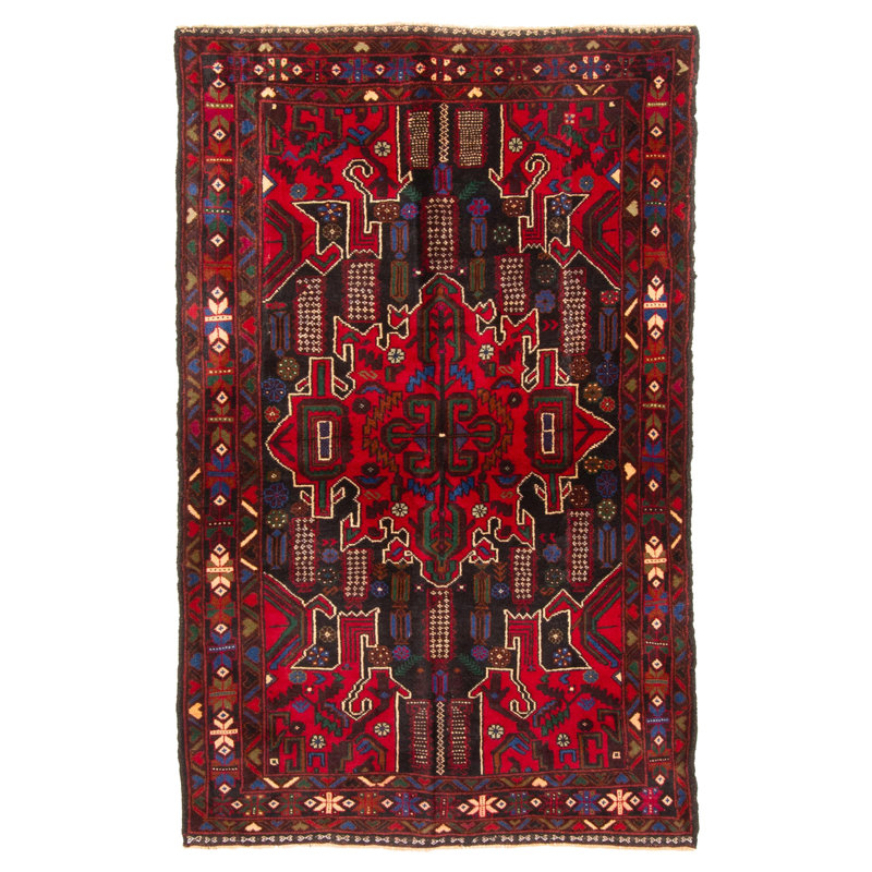 Tapis rouge Teimani 3 pi 4 po x 5 pi 6 po