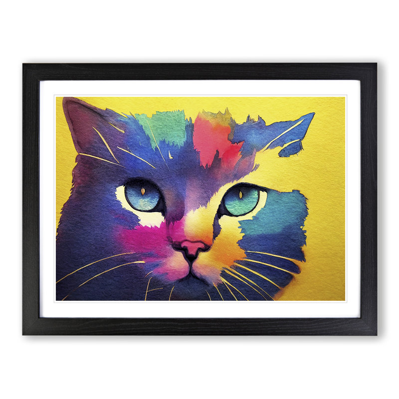 Colourful Cat Vol.3 - Framed Print, Black, 25cm H x 34cm W x 2cm D