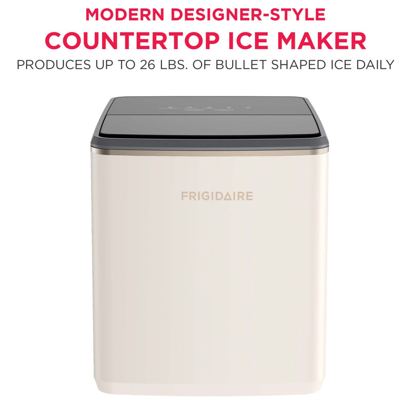 Frigidaire 26 lbs Countertop Ice Maker with Touch Display, Cream, Cream