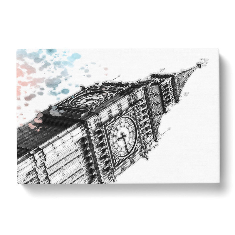 Big Ben In London In Abstract - Wrapped Canvas Painting, 60cm H x 91cm W x 3cm D