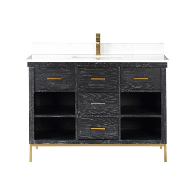 Kesia 48 " W Freestanding Standard Free Standing 1 Single Vanity Bathroom Vanity With Cultured Marble Top