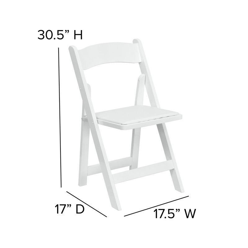 Thornfeldt Beechwood Folding Chairs with Padded Seats, White