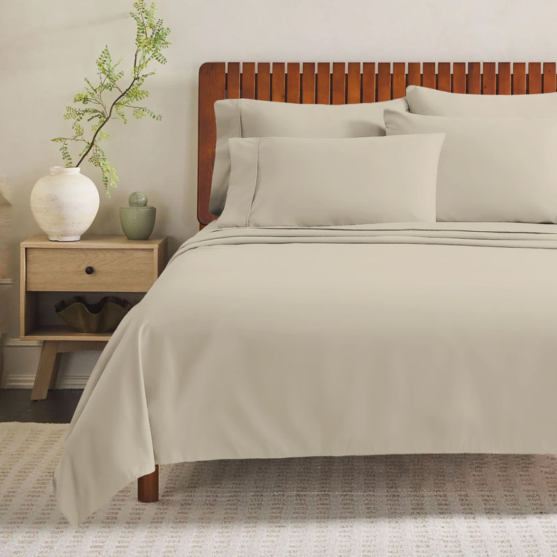 Ensemble de draps 4 pièces Paarizaat 8000 Series, Cream, Ensemble de draps pour taille de lit simple avec d