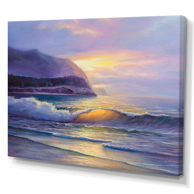 «Sunset Seascape with Sea Waves», reproduction sur toile, H 30 po x l 40 po, Toile tendue