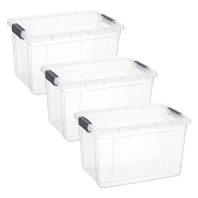 26 Qt. Clear Storage Bin with Lid, Plastic Organizing Storage Box for Home, 3 Pack