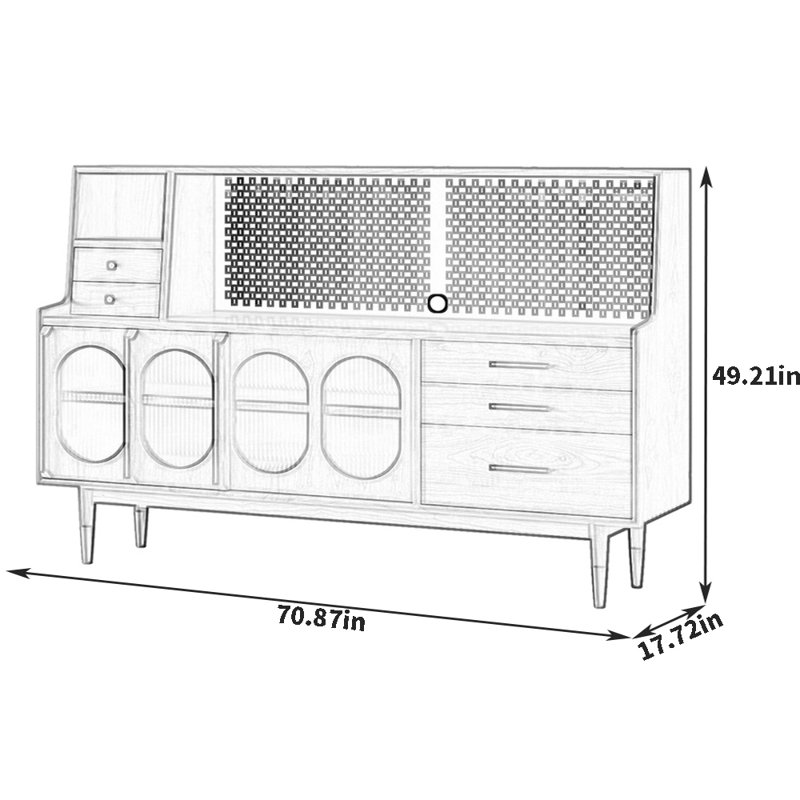 Buffet Simple, H 49,21 po x l 70,87 po x P 17,72 po, Brun