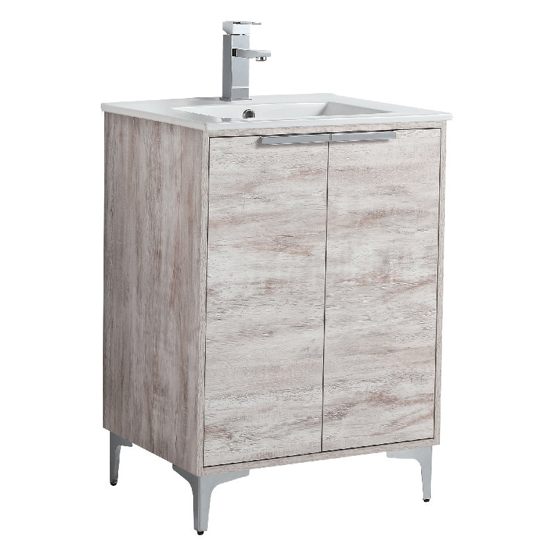 Ensemble de meuble-lavabo simple 24 po Kawamoto, Chrome poli
