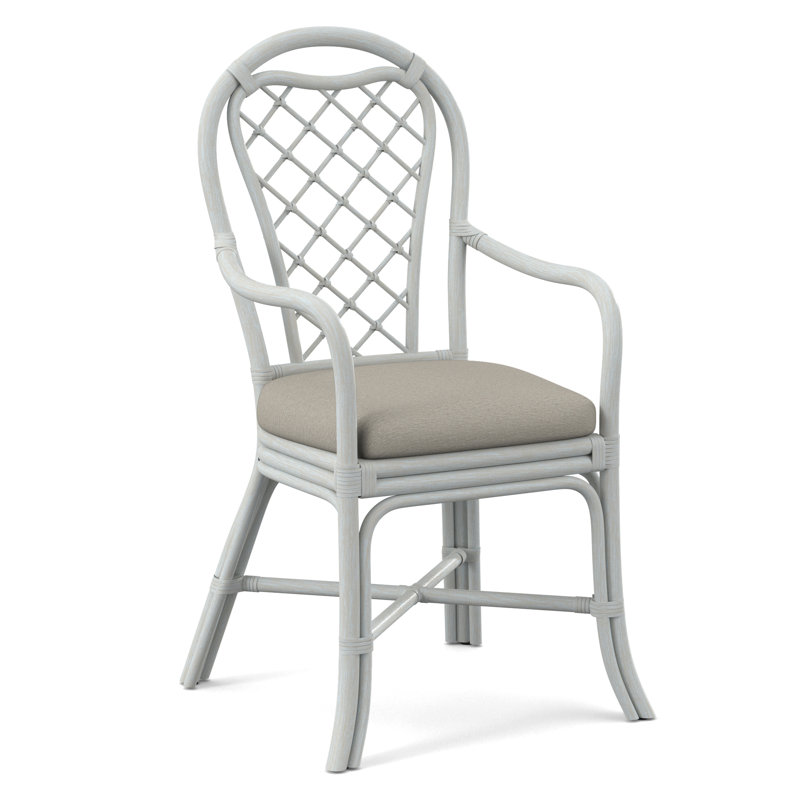 Trellis Dining Arm Chair, Bisque, White Performance Fabric; 0851-94
