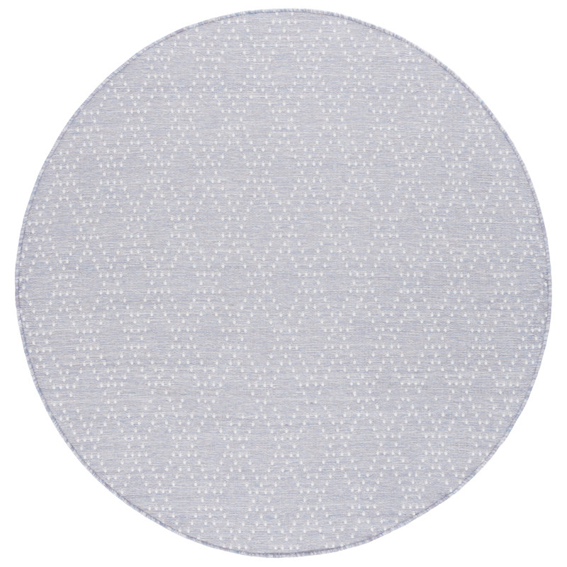 Tapis intérieur / extérieur bleu / lavande en polypropylène / polyester Sunset 850, Rond 6 pi 7 po