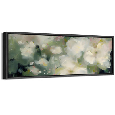 Watercolor Green Relaxing Calm Abstract Floral Oversized Framed Wall Decorations Canvas Print
