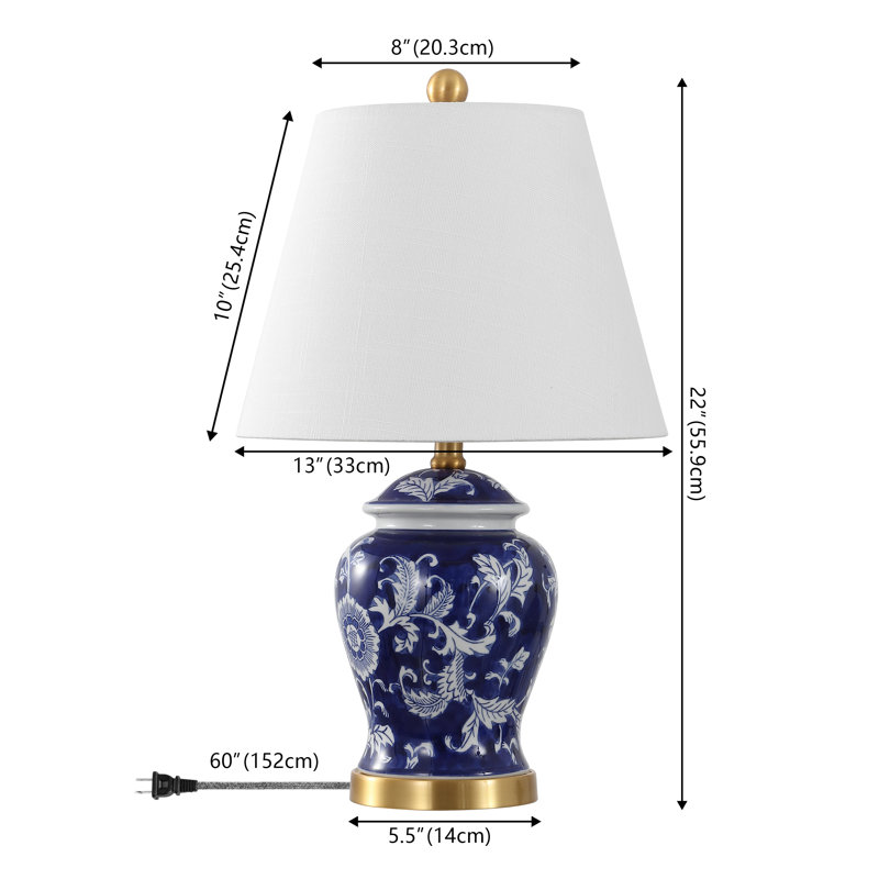 Mlawsky 22" Brass Gold Table Lamp, Navy