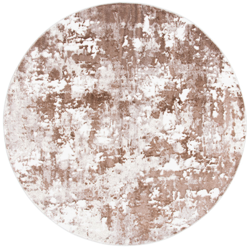 Tapis brun / ivoire Harshman, Rond 6 pi 7 po