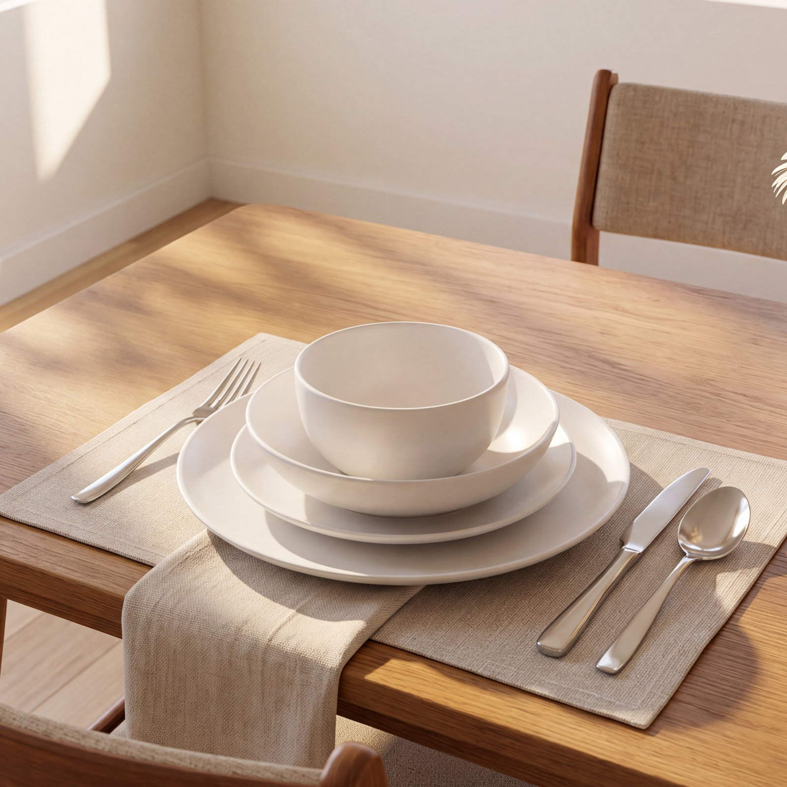 Queenslane Stoneware Dinnerware Set, White