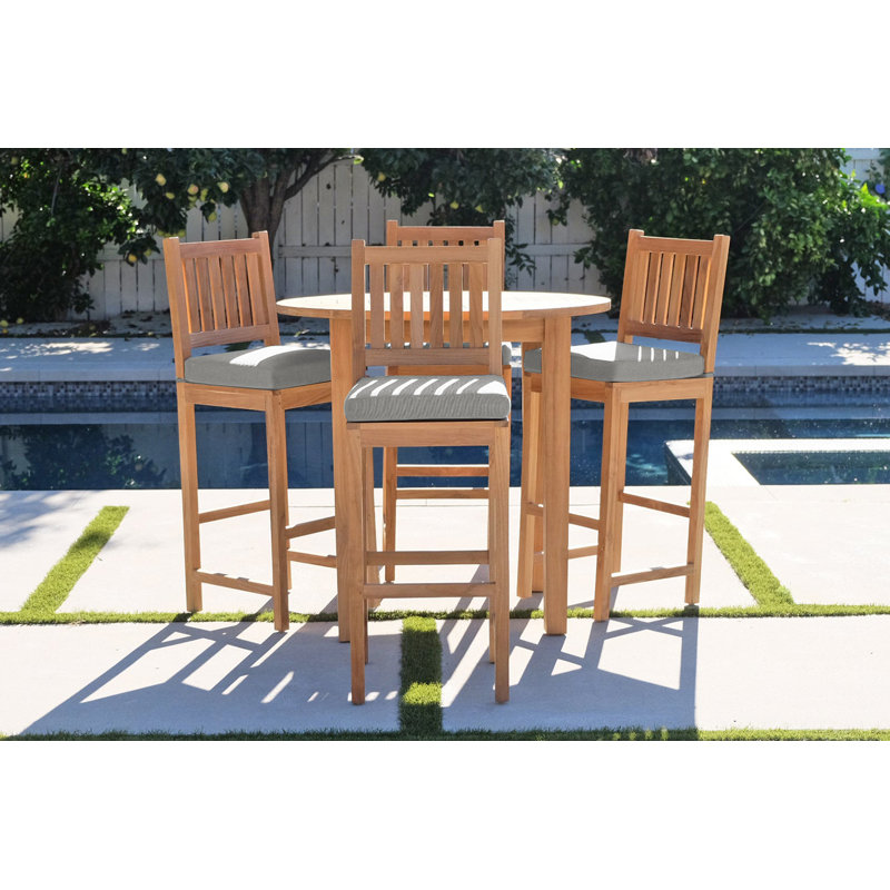 Huntington Outdoor 5 - Piece Bar Height Table with Cushions, Granite