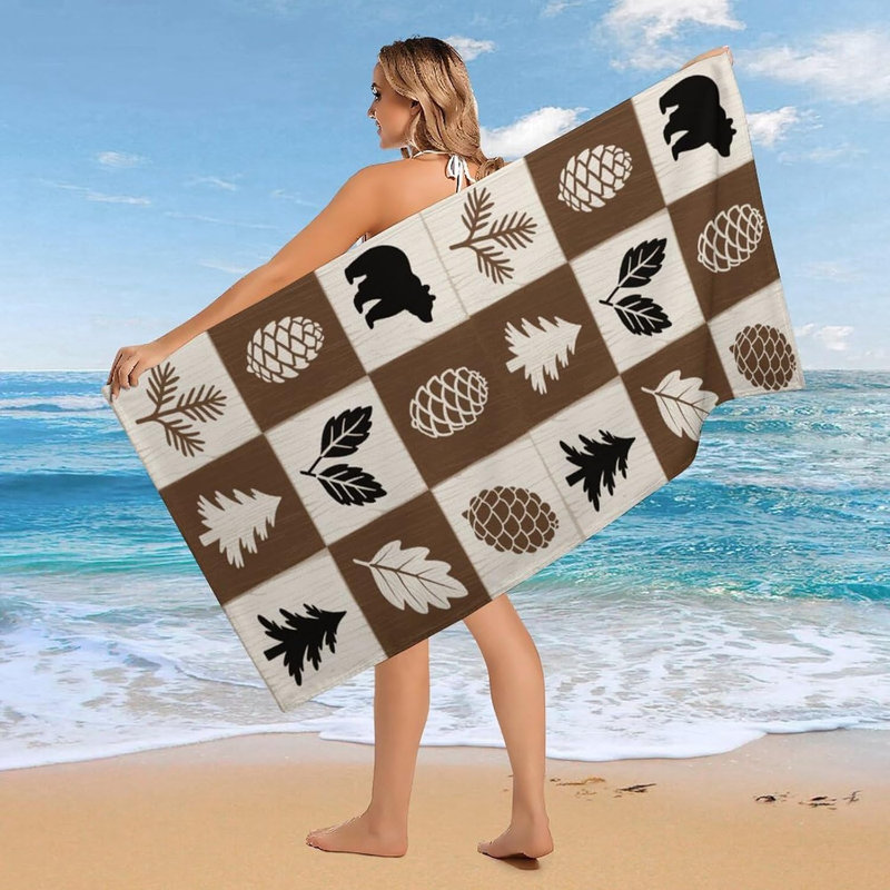 Serviette de plage rustique en microfibre à séchage rapide, 36 x 72 po