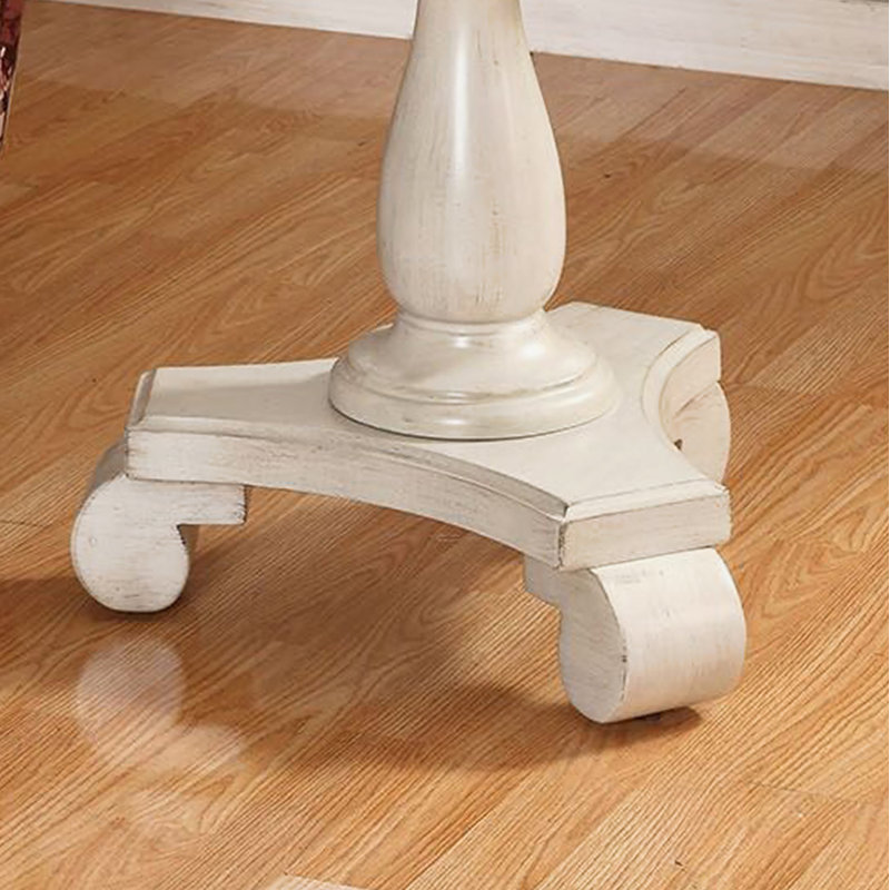Table d'appoint ronde à piédestal en bois, Blanc