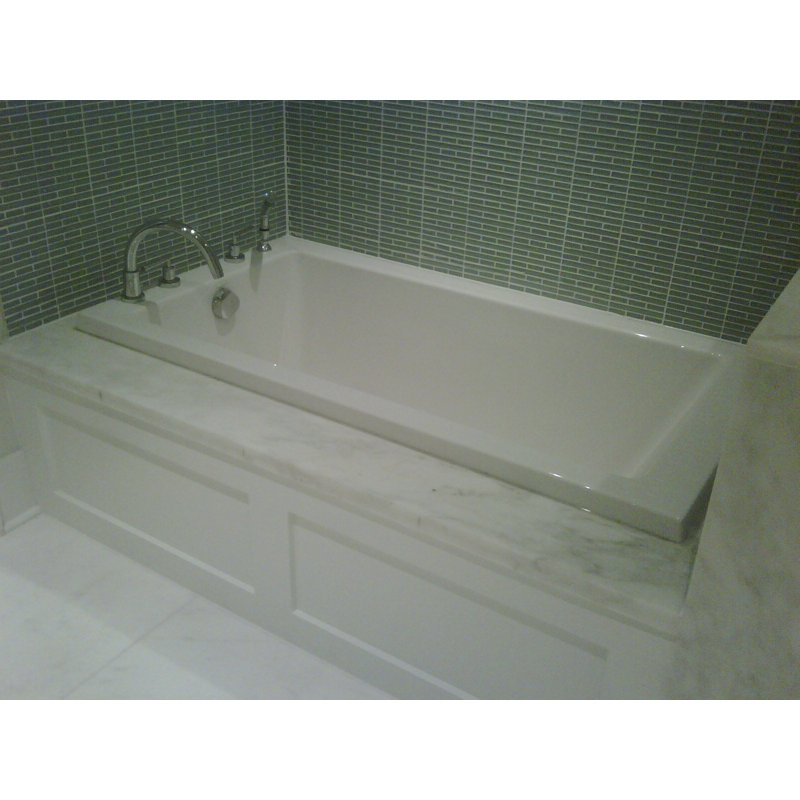 Lacey 72'' x 40'' Soaking Acrylic Bathtub, White, Satin Brass