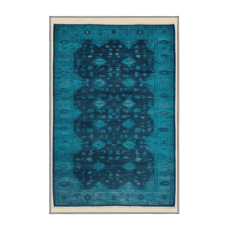 Machine Washable Overdyed Green Area Rug