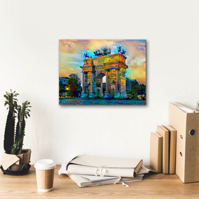 «Italie Milan arche de paix Porta Sempione» par Pedro Gavidia, art mural sur toile, 16 po x 12 po