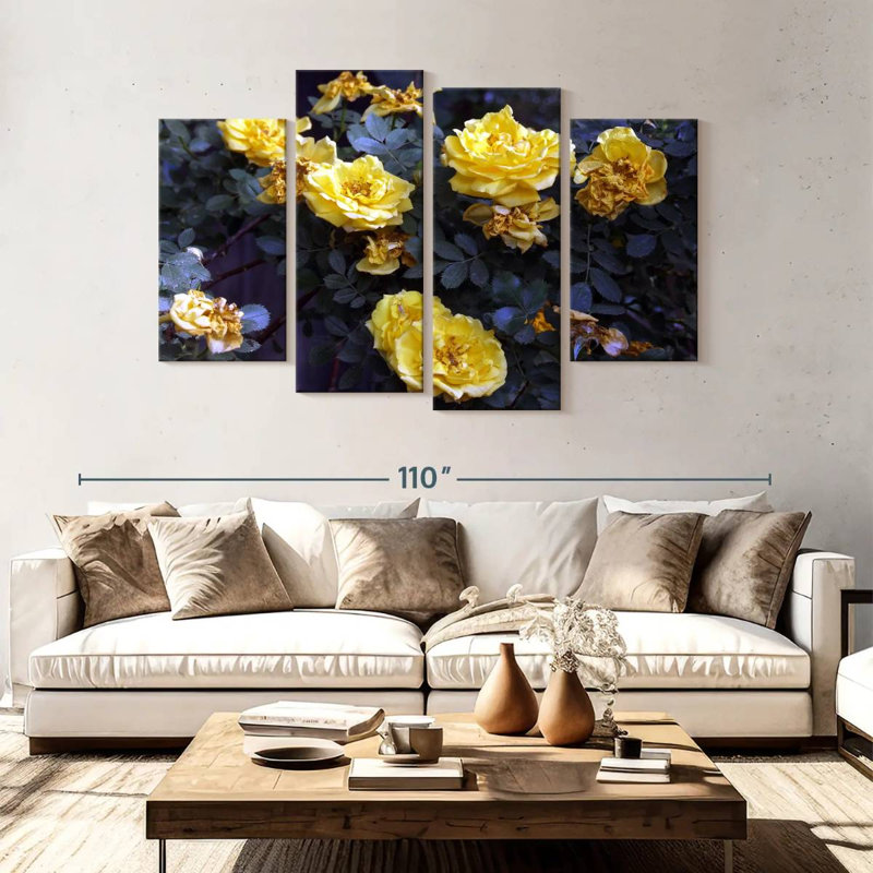 Bouquet de roses jaunes Harnek, H 54 po x l 84 po