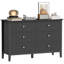 Commode 6 tiroirs cannelée pour chambre à coucher, double commode, noir-818888239