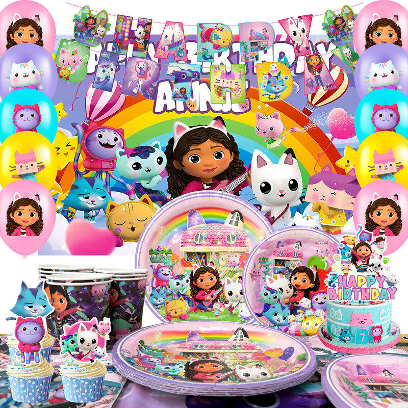 Cartoon Party Supplies,68pcs Cartoon Party Decoration&Tableware Set