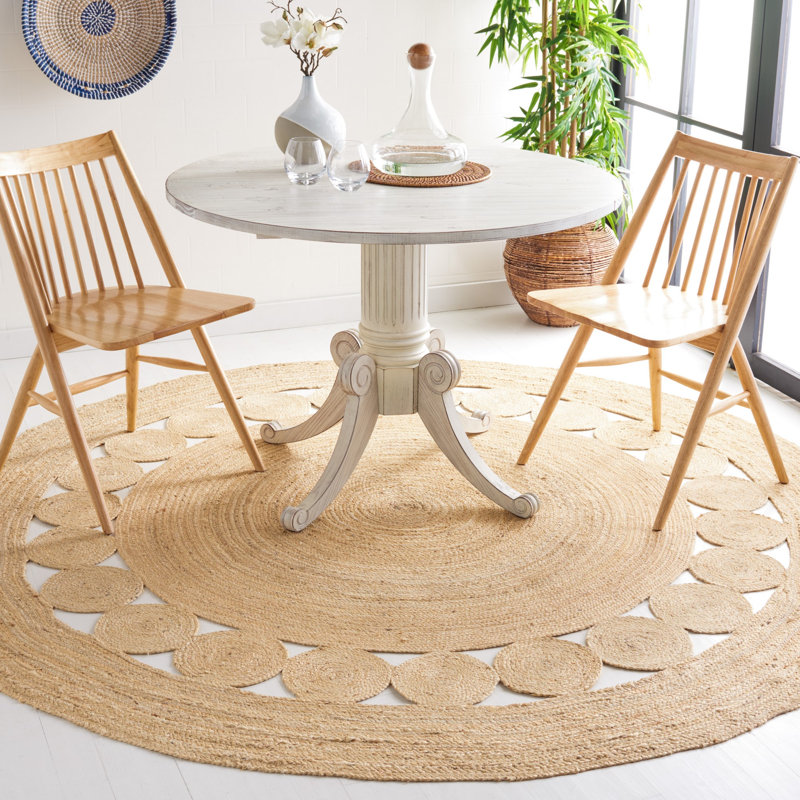 Venessa Natural Fiber Hand Woven Jute Solid Color Rug, Round 6'6"
