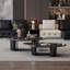 Ensemble de tables basses noires en faux marbre + acier inoxydable-128991416