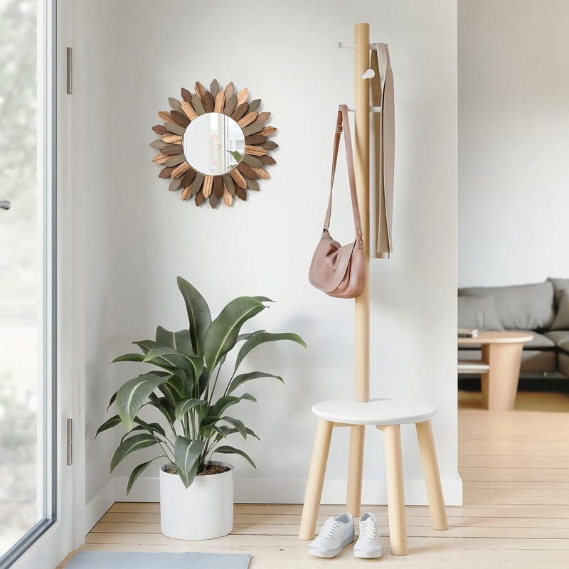Sunburst Mirror, Brown/Dark Brown Wood